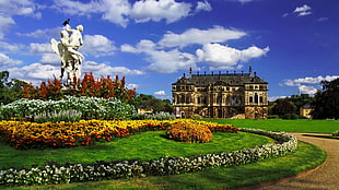 brown castle, architecture, building, old building, clouds HD wallpaper