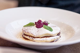 strawberry shortcake served on white ceramic plate HD wallpaper