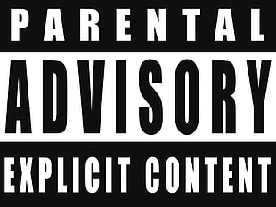 black and white background with Parental Advisory Explicit Content text overlay, monochrome, typography HD wallpaper