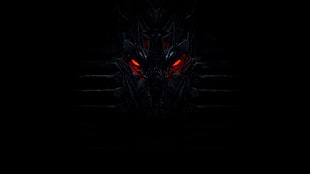Transformer Megatron illustration, red eyes, black HD wallpaper