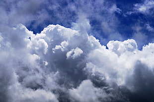 white and gray clouds, clouds, sky, blue HD wallpaper