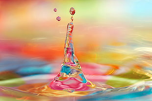 drop of water multicolored photo HD wallpaper