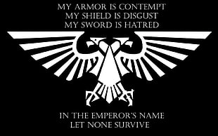 My Armor is Contempt text, Warhammer, Warhammer 40,000, Imperium of Man, Imperial Aquila HD wallpaper