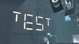 Test LED signage, digital art, test operation, Portal (game), door HD wallpaper