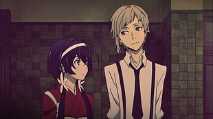 male and female character wallpaper, Izumi Kyouka, Nakajima Atsushi, Bungou Stray Dogs, anime HD wallpaper