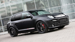 matte black SUV, Porsche Cayenne, car HD wallpaper