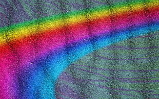 rainbow-printed textile, rainbows, colorful, sand HD wallpaper