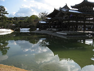 body of water and palace, Japan HD wallpaper