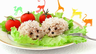 close-up photo of food in white ceramic plate