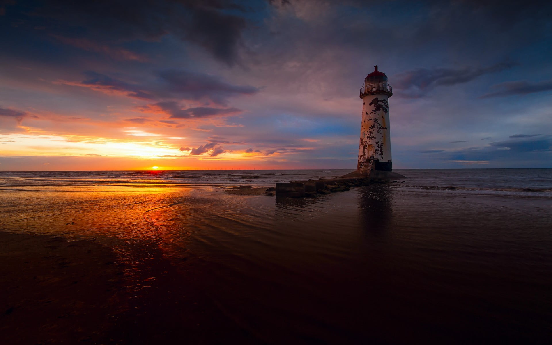 Landscape Photography Of Lighthouse During Sunset Hd Wallpaper