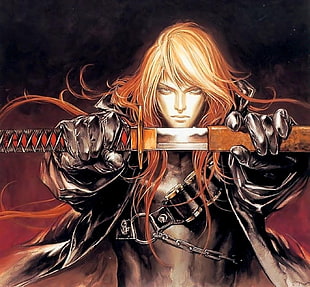 male anime character holding sword artwork, Castlevania HD wallpaper