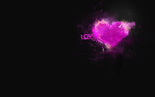 pink heart smoke wallpaper, artwork, love, typography, heart