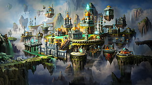 floating castle fan art HD wallpaper