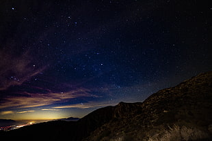 brown mountain, Starry sky, Mountains, Stars