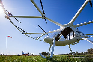 low-angle photography of white helicopter during daytime HD wallpaper