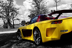 yellow and black sports coupe, car, Mazda RX-7, Veilside HD wallpaper