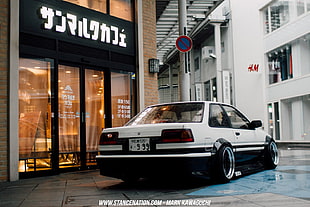 white coupe, Toyota, AE86