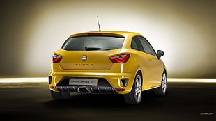 yellow SEAT Eupra 3-door hatchback, Seat Ibiza, car, concept cars, yellow cars HD wallpaper