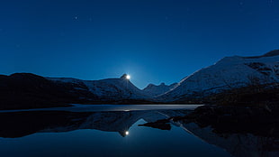 white mountain, calm waters, calm, landscape, nature