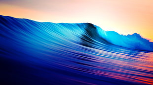 blue and red ocean wave digital wallpaper HD wallpaper