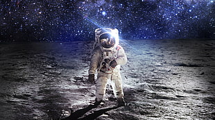 man in astronaut suit HD wallpaper