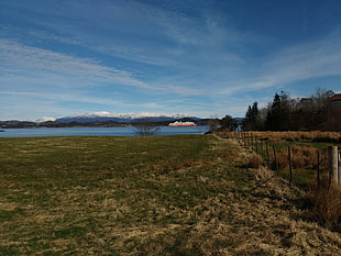 white and blue boat on body of water, ship, Norway, mountains, spring HD wallpaper