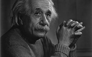 Albert Einstein, Albert Einstein, men, monochrome, face HD wallpaper