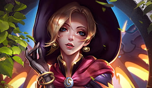 female character wallpaper, video games, Overwatch, Mercy (Overwatch), Witch Mercy HD wallpaper