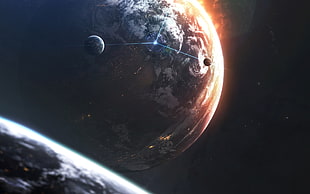 two planet and galaxy, 500px, Vadim Sadovski, space, planet HD wallpaper