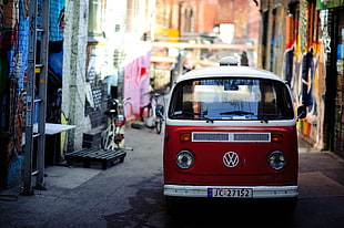 red and white Volkswagen bus, car, Volkswagen, vans, Volkswagen combi HD wallpaper