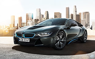 black BMW coupe, car, BMW, sports car, urban