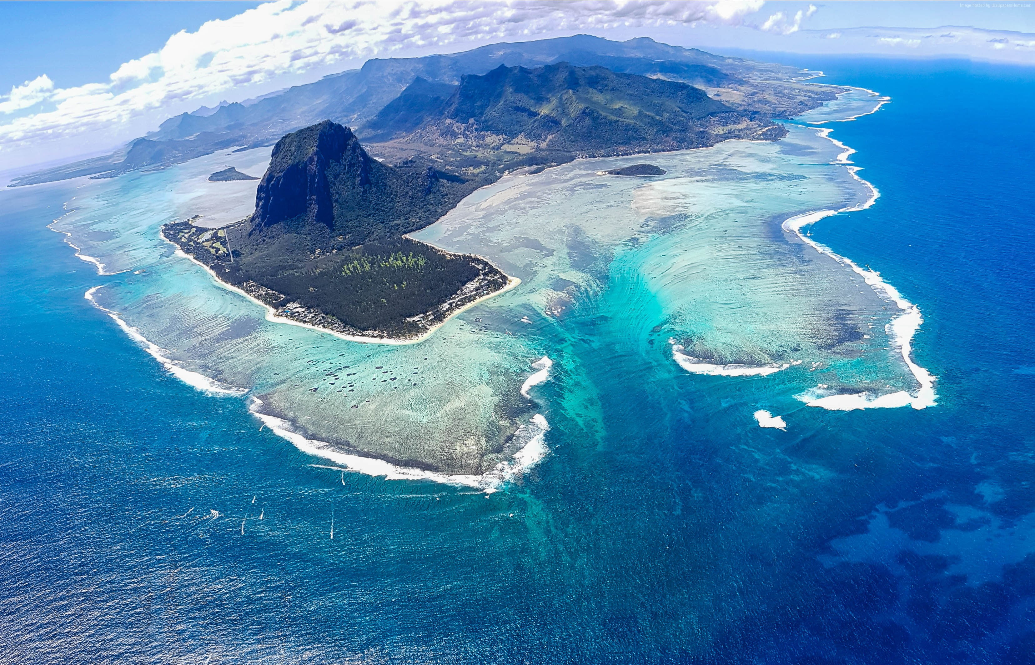 aerial view of blue body of water