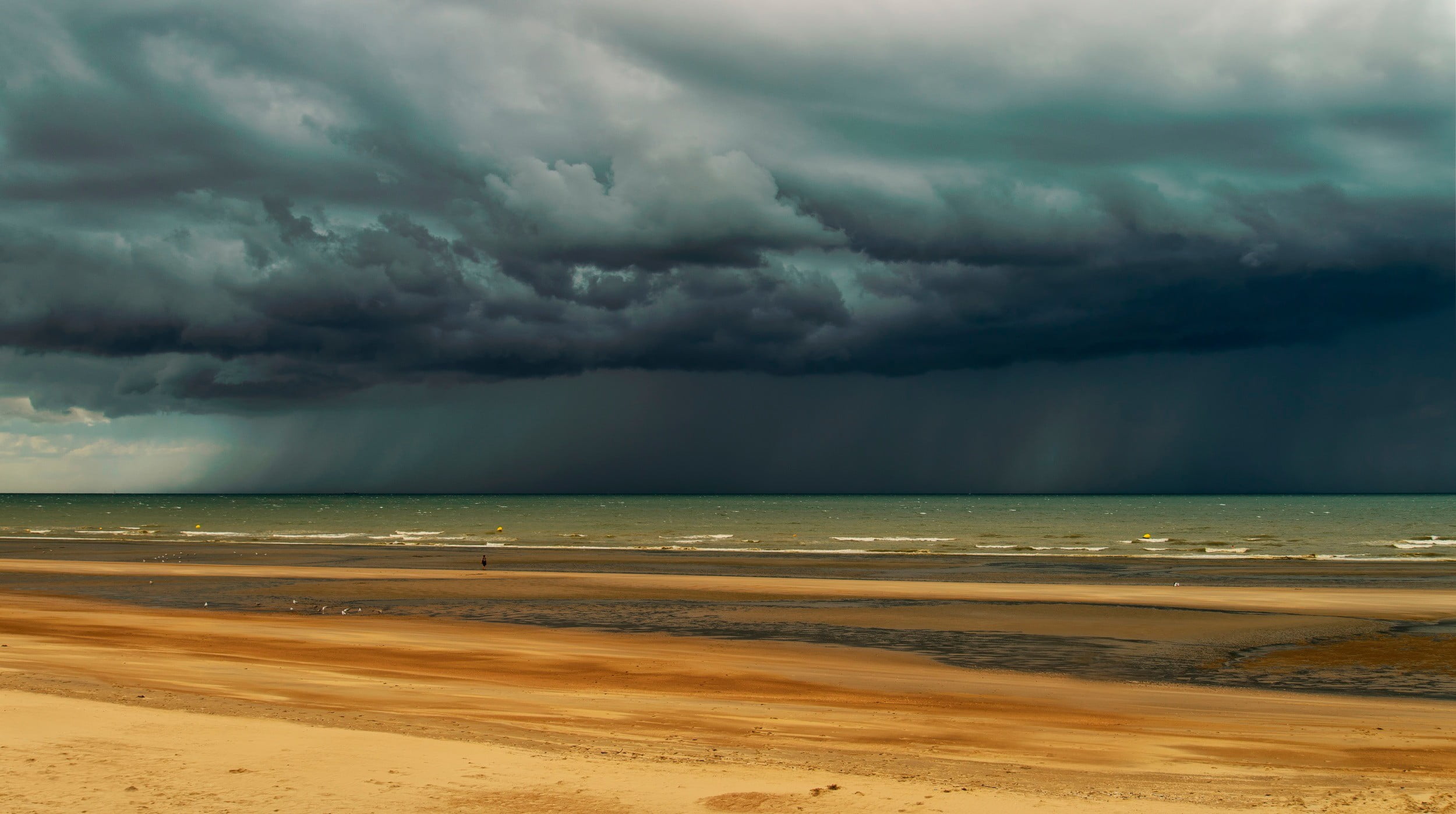 calm ocean at daytime panoramic photography, nature, landscape, sky, clouds