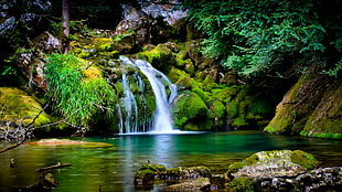 photo of waterfall, nature, landscape, waterfall, 3D HD wallpaper