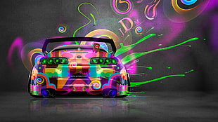 multicolored boombox, Super Car , Tony Kokhan, colorful, Toyota Supra HD wallpaper