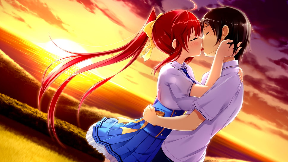 Male and female animated character wallpaper, anime ...