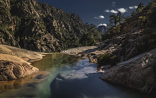 rocky river, landscape, coast