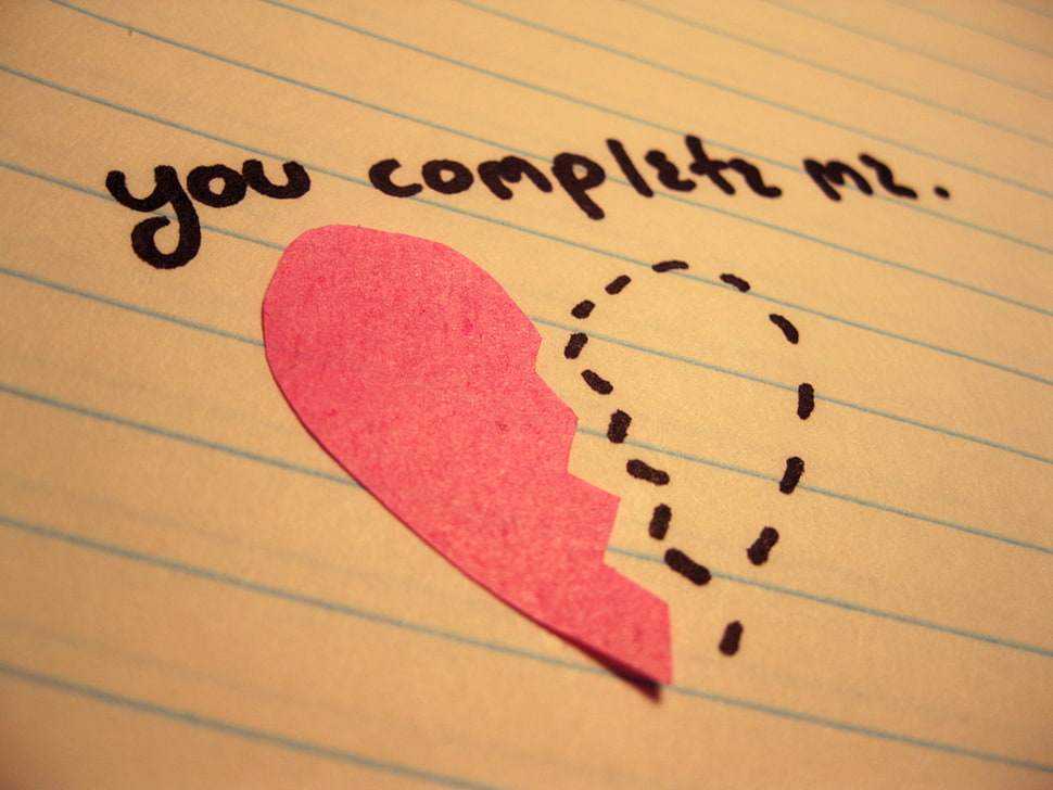 You complete my Heart text HD wallpaper
