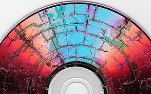 red and teal disc, texture, compact disc HD wallpaper