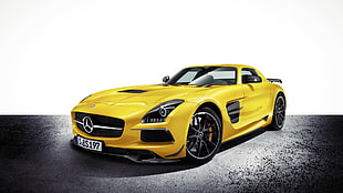 yellow Mercedes-Benz SLR coupe, Mercedes-Benz, supercars, car HD wallpaper