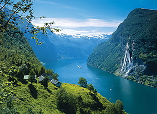 brown wooden house, Norway, mountains