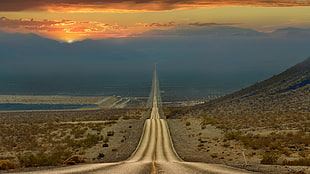 gray asphalt road, nature, landscape, road, hills