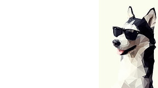 black and white Husky painting, dog, Siberian Husky , animals, low poly HD wallpaper