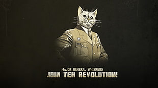 cat head illustration with Join Teh Revolution text overlay, cat, typography, artwork, uniform HD wallpaper