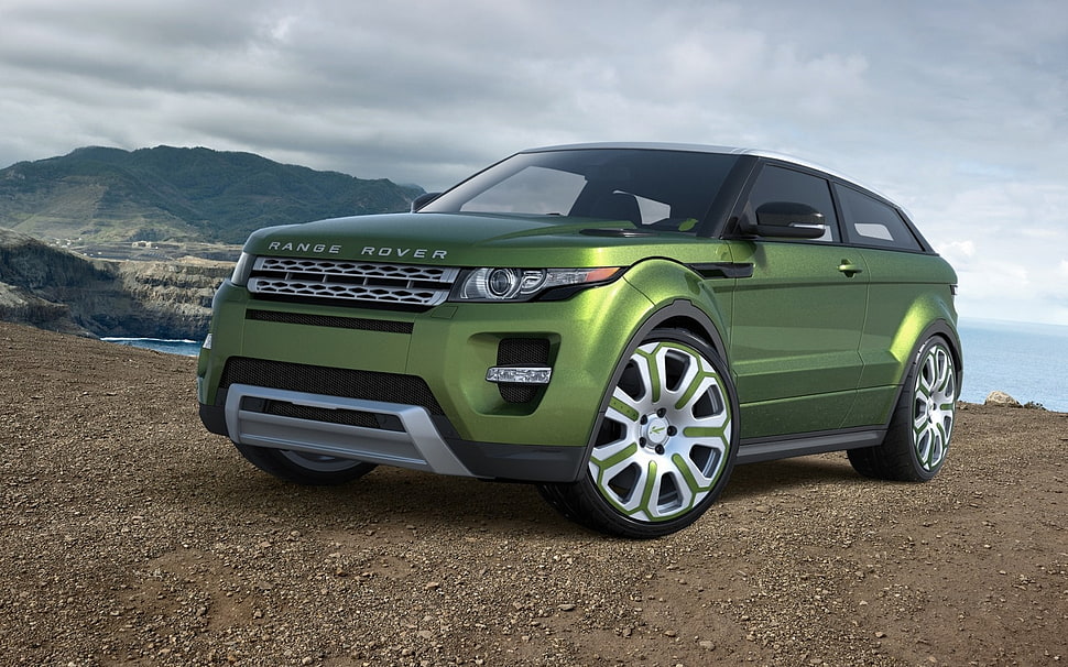 green Ranger Rover Evoque SUV HD wallpaper