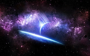 Saturn and galaxy artwork, space, planet, abstract HD wallpaper