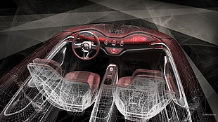 red vehicle interior, MG Icon, concept cars HD wallpaper