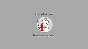 white bear illustration, quote, minimalism, humor, dark humor