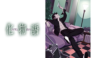black-haired male anime character, Monogatari Series, Araragi Koyomi HD wallpaper