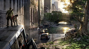 two people standing on car illustration, The Last of Us, video games HD wallpaper